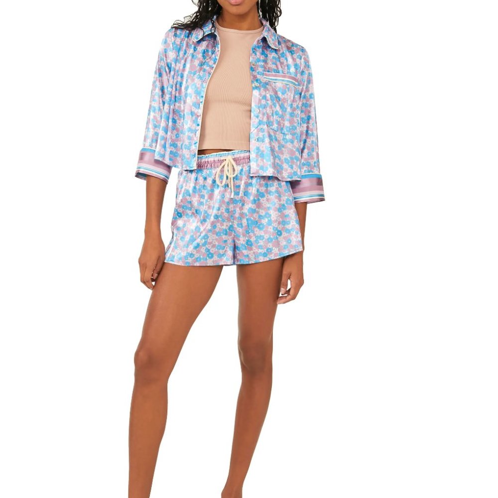 Free People Pillow Talk Satin Short Pajamas sz M NWT